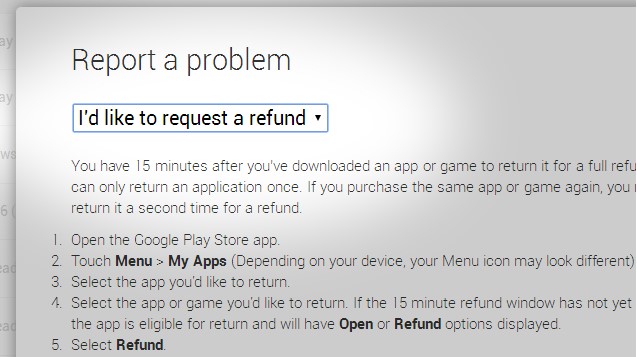 Remboursement Application Google Play Store